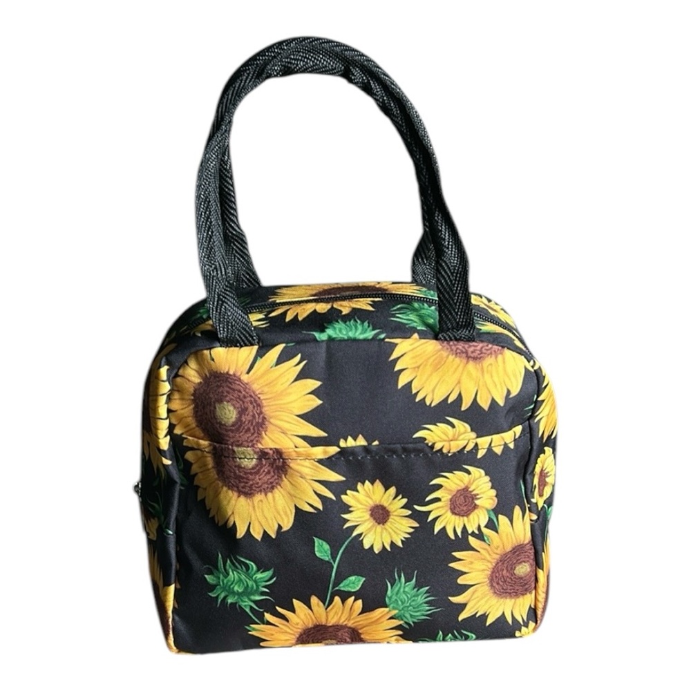 Sunflower Print Insulated Waterproof & Oil-Proof, Reusable Cooler Tote Lunch Bag